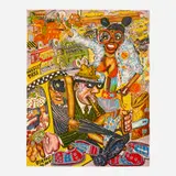 Red Grooms, Taxi Pretzel (from the No Gas portfolio), 1971, lithograph in colors on Arches