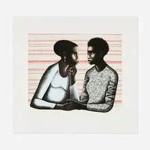 Elizabeth Catlett, Gossip, 2005, inkjet and photolithograph in colors on Somerset