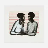 Elizabeth Catlett, Gossip, 2005, inkjet and photolithograph in colors on Somerset
