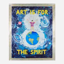 Jonathan Borofsky, Art is for the Spirit, 1989, screenprint in colors with hand-painted elements