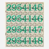 Jonathan Borofsky, Numbered Money, 1986, screenprint on acrylic, uncut sheet of U.S. currency