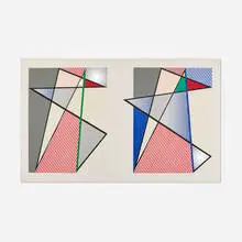 Roy Lichtenstein, Imperfect Diptych (from the Imperfect series), 1988, collage, woodcut and screenprint in colors on Museum Board