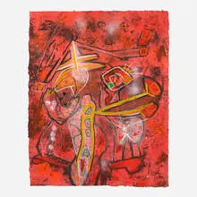 Roberto Sebastian Matta, Melodia-Melodio (from the New Success suite), 1996, carborundum etching in colors with pastel and gouache hand-coloring on handmade paper
