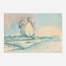 Claes Oldenburg, Proposed Colossal Monument for Battersea Park, London, Drum Set, 1966, 1969, offset lithograph in colors