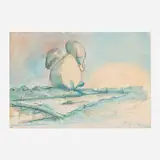 Claes Oldenburg, Proposed Colossal Monument for Battersea Park, London, Drum Set, 1966, 1969, offset lithograph in colors
