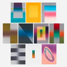Larry Bell, Ten works (from the in Barcelona Suite/Portfolio California), 1989, etching in colors, lithograph in colors