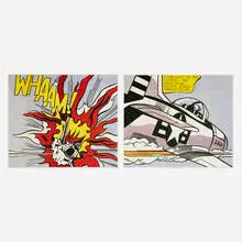Roy Lichtenstein, Whaam! poster (diptych), offset lithograph in colors