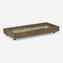 Planter by Paul Evans, c. 1965, patinated copper, casters, sold May 2023