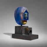 Bertil Vallien, Head 1, 2000, sand cast glass, wax over wood