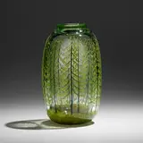 Mark Peiser, Pine Trees on Green Vanadium paperweight vase