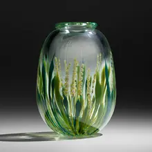Mark Peiser, Lily of the Valley paperweight vase, 1976, hand-blown and internally decorated glass