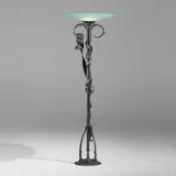 Albert Paley, Millennium floor lamp, 1999, forged, fabricated, and painted steel, frosted glass