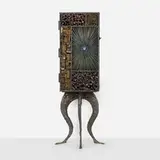 James Bearden, Segment Front cabinet, 2016, blackened steel, fused bronze, copper, enamel