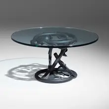 Albert Paley, Vortex table, 2006, formed and fabricated steel with a painted finish, glass