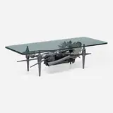 Albert Paley, Rectilinear coffee table, 1997, formed and fabricated steel, stainless steel, glass