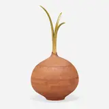 David Ebner, Untitled (monumental onion), 1982, carved and stained oak