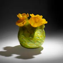 Key Lime by Flo Perkins, 2008, hand-blown glass, glass threads, sold May 2023
