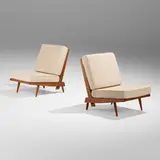George Nakashima, Cushion chairs, pair