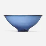 Flaring bowl by Gertrud and Otto Natzler, 1964, earthenware with Azure Light Blue glaze, sold May 2023