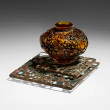 Michael Glancy, Complex Convolution, 1997, hand-blown glass, industrial plate glass, and copper