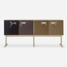 Raymond Loewy, DF 2000 cabinet, 1965, laminated wood, lacquered aluminum and wood, molded acrylic
