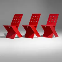 Michael Boyd, Perforated Plank chairs, set of three, 2011, painted wood