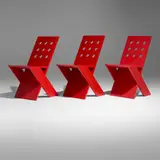 Michael Boyd, Perforated Plank chairs, set of three, 2011, painted wood