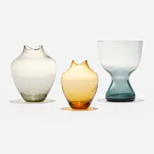 Hirschberg, Fischmaul vases, set of two, c. 1965, glass