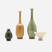 John Andersson, Collection of four miniature vessels, c. 1950, glazed stoneware