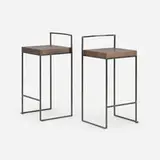 Enzo Berti, Cubo S62 stools, pair, 1998, powder-coated steel, stained beech