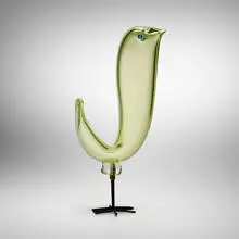 Pulcini by Alessandro Pianon, c. 1963, blown glass, murrine, copper, sold Sep 2025