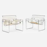Marcel Breuer, Wassily chairs, pair, chrome-plated steel, leather