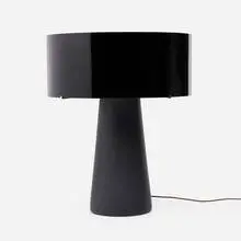 Abat-jour table lamp by Ettore Sottsass, 2005, glazed earthenware, black blown glass, chrome-plated brass, sold Sep 2025