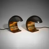Christopher Kreiling, Nautilus Study desk lamps (Mini), pair, 2018, patinated and polished bronze