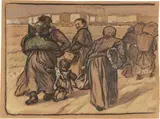 Reisigsammlerinnen by Heinrich Zille, Farbkreide, Kohle und Deckfarben auf Papier, sold Jun 2025