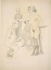 Das Stehaufmännchen by Rudolf Schlichter, 1927, Bleistift auf Papier, sold Nov 2025