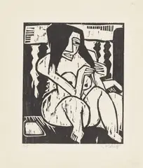 Karl Schmidt-Rottluff, Frau mit aufgelöstem Haar, 1913, Holzschnitt auf Papier