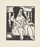 Karl Schmidt-Rottluff, Frau mit aufgelöstem Haar, 1913, Holzschnitt auf Papier