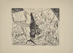 Dorf (mit Kirche) by Lyonel Feininger, 1919, Holzschnitt auf Bütten, sold Feb 2024