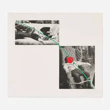 John Baldessari, Man Collapsed on Sofa; Man Tied to Chair (A fix'd inflexible sorrow) (from A Suite of Five Lithographs for Tristram Shandy), 1988, lithograph in colors on T.H. Saunders Waterford
