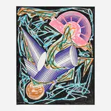Frank Stella, Had Gadya: Front Cover, Illustrations After El Lissitzky's Had Gadya, 1984, lithograph, linocut, and screenprint in colors with hand-coloring and collage on T.H. Saunders