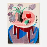 David Hockney, Flowers, Apple and Pear on a Table, 1986, Xerox copy in colors on four sheets hinged to Arches