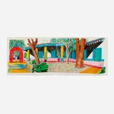 David Hockney, Hotel Acatlán: Second Day (from the Moving Focus series), 1984-85, lithograph in colors on two sheets of TGL handmade