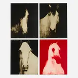 Joe Andoe, Four Horses, 1994, screenprint in colors