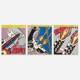 Roy Lichtenstein, As I Opened Fire (triptych), 1966, offset lithograph in colors on wove paper