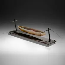 Bertil Vallien, Boat, 1999, sand cast glass, enameled steel, wire