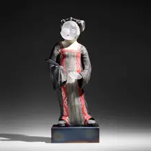 Vivian Wang, Goddess, 2011, hand-painted stoneware, cast glass, mirror, painted wood, steel