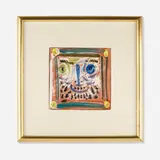 Petit visage barbu tile by Pablo Picasso, 1968-69, glazed red earthenware with engobe decoration, sold May 2023