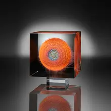 Wilfried Grootens, Red Anemone, 2022, 26 panes of white glass, painted, glued and polished