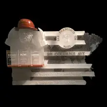 Steve Linn, Poet, Painter, Publisher (Lawrence Ferlinghetti), 2018, cast glass, sand-blasted and carved glass, bronze, wood, printed aluminum